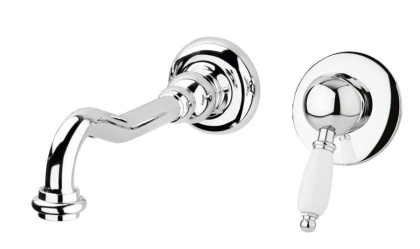 ELITE-BLS1-02-Bi Встраиваемый однорычажный смеситель для раковины, бронза, ручки белые ELITE-BLS1-02-Bi Встраиваемый однорычажный смеситель для раковины, бронза, ручки белые