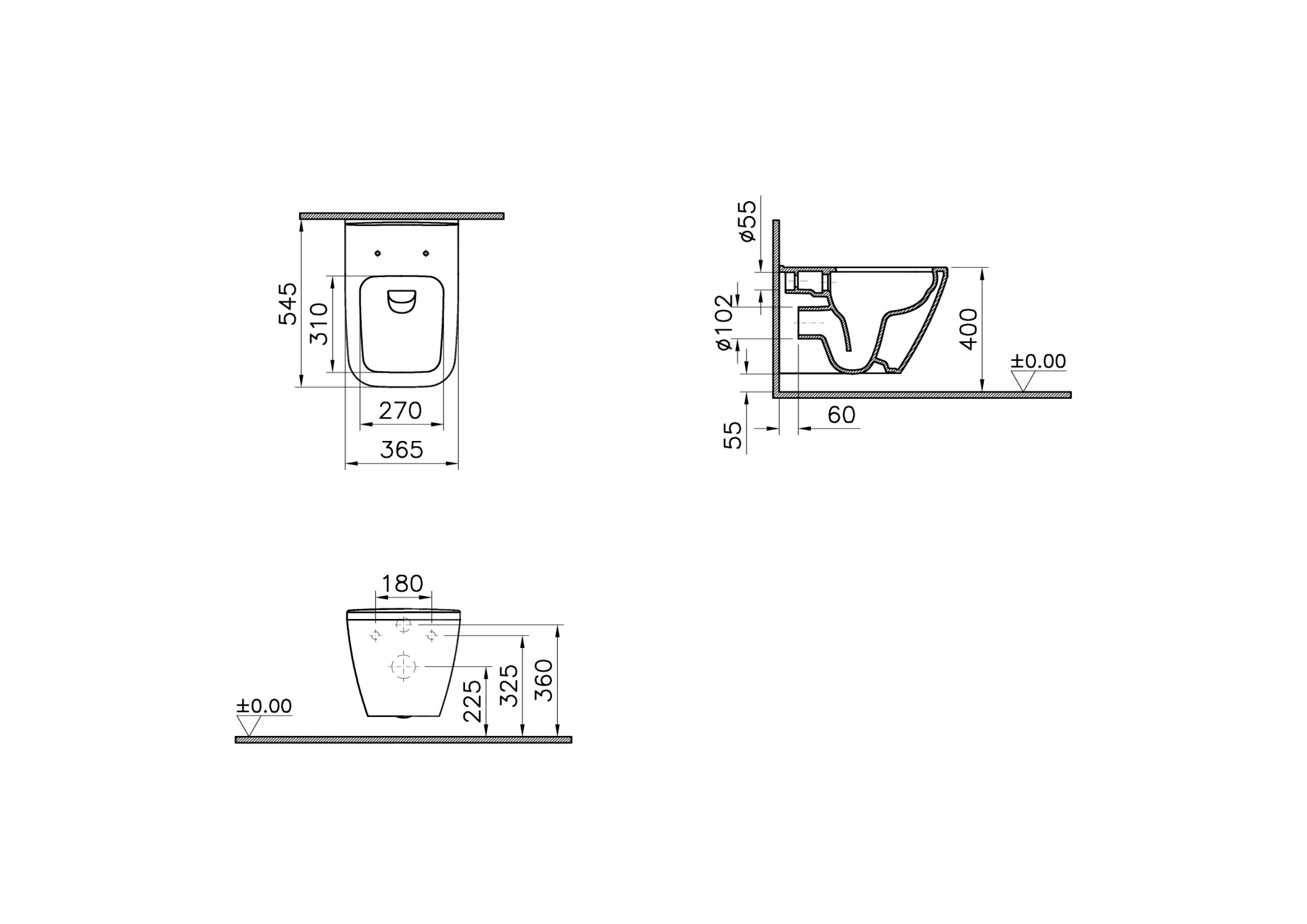 Унитаз подвесной VitrA Integra Square 7082B003-0075, безободковый Унитаз подвесной VitrA Integra Square 7082B003-0075, безободковый