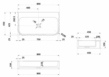 Раковина подвесная ABBER Stein AS2652-0.8 белая матовая Раковина подвесная ABBER Stein AS2652-0.8 белая матовая