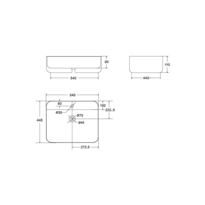 Умывальник накладной, прямоугольный, белый, Point Меркурий 51, PN43833 Умывальник накладной, прямоугольный, белый, Point Меркурий 51, PN43833