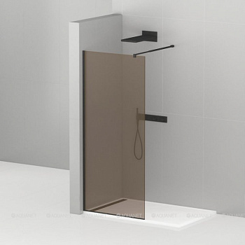 LIBERTA-L-1-80-BR-NERO Душевая перегородка с односторонним входом, стекло бронза, профиль чёрный, 800x1950 мм