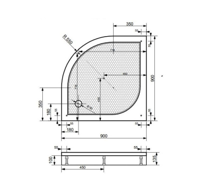 Экран для душевого поддона "Омега" 90*90 стеклопластиковый, шт Экран для душевого поддона "Омега" 90*90 стеклопластиковый, шт