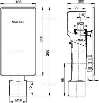 Сифон для сбора конденсата под штукатурку DN40 и DN50, нержавеющая сталь Сифон для сбора конденсата под штукатурку DN40 и DN50, нержавеющая сталь