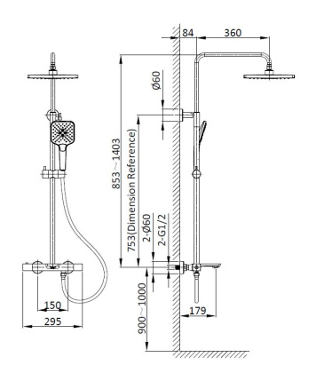Душевая стойка Next VSFS-1N1TBG термостатическая, брашированное золото