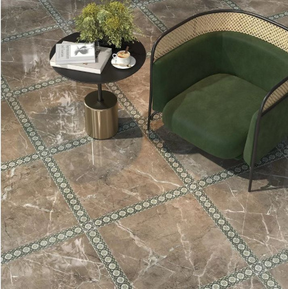 Бордюр OS\A284\SG606220RL Серенада 1 бежевый/зеленый 7,2см*60см*9мм (1уп/9шт/)Лаппатированный, шт