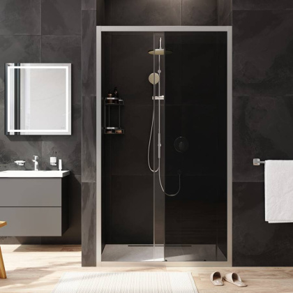 W90G-110-1-195MG Gem Solo Дверь душевая 110х195, стекло тонированное, профиль матовый Хром