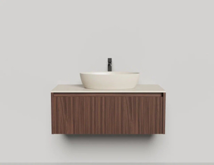 Подвесная тумба Domino 1000, шпон, фрезерованный фасад