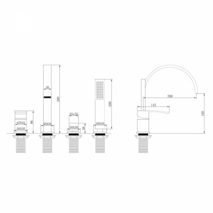 Смеситель ABBER Wasserfall AF8613NG на борт ванны, никель