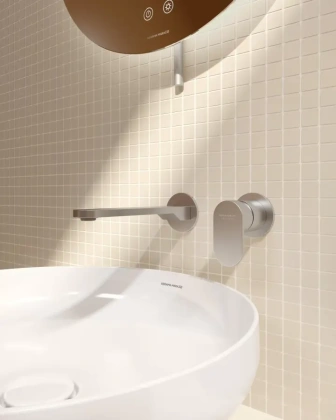 Смеситель для раковины SIARA настенный, с внутренней частью, нержавеющая сталь