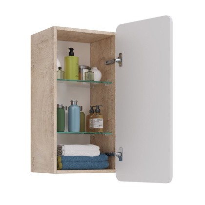 Полупенал Lemark OLIVIA 35см подвесной, 1 дверный, открывание лев/прав, цвет корпуса: Дуб кантри, цвет фасада: Белый глянец