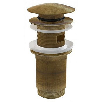 Донный клапан сифона для умывальника CLICK/CLACK 5/4", цельнометаллический с переливом и большой заглушкой, бронза-антик Донный клапан сифона для умывальника CLICK/CLACK 5/4", цельнометаллический с переливом и большой заглушкой, бронза-антик