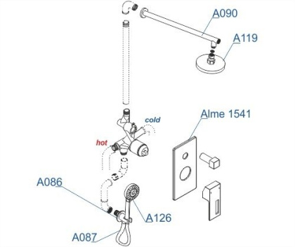 A16590 Встраиваемый комплект для душа с верхней душевой насадкой и лейкой Wasserkraft A16590 Встраиваемый комплект для душа с верхней душевой насадкой и лейкой Wasserkraft