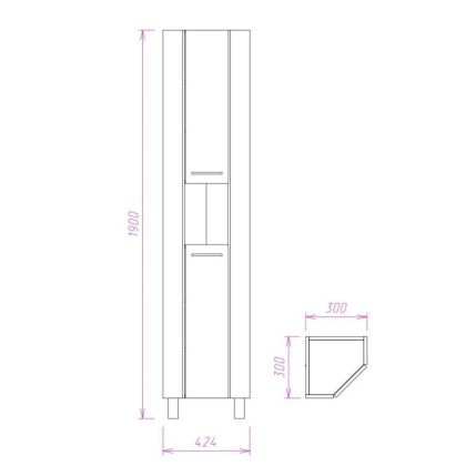 Пенал Onika Дюна 30 напольный, белый, универсальный, угловой