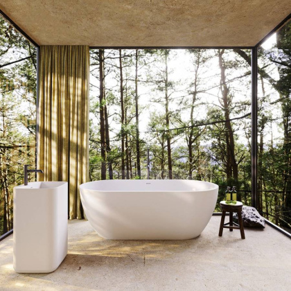 Ванна из искусственного камня Solid Surface 1600x805x540, CEZARES CZR-STYLUS-160-80-54-SSB