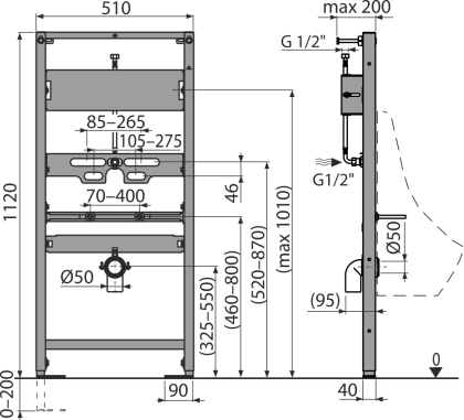 Монтажная рама для писсуара и сенсор Монтажная рама для писсуара и сенсор