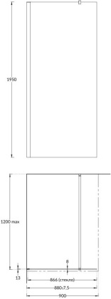 Душевая перегородка vetro, 90х195, матовый черный Душевая перегородка vetro, 90х195, матовый черный