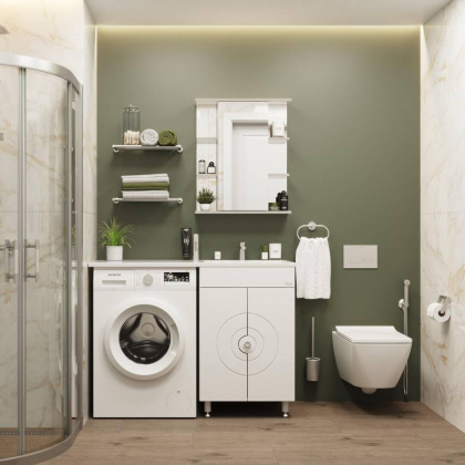 Тумба Onika Космос 60 напольная, под стиральную машину, белая (ум.Марсал 120)