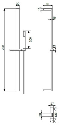 CZR-B-SDQ-01 Душевая штанга квадратное сечение, исполнение хром