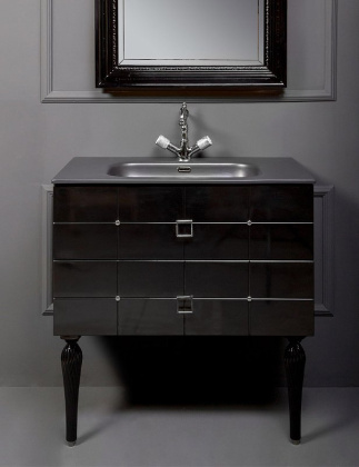 Тумба Piazza 80 черная + Хром_Комплект 841-080-BCR Boheme