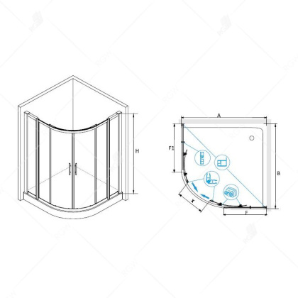 Душевой уголок RGW Hotel HO-512 110x110 030651211-11 профиль Хром стекло прозрачное