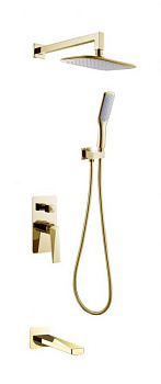 Смеситель встроенный с изливом + верхний душ + ручной душ ЗОЛОТО Смеситель встроенный с изливом + верхний душ + ручной душ ЗОЛОТО