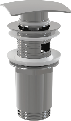 Донный клапан сифона для умывальника CLICK/CLACK 5/4", цельнометаллический с переливом и квадратной заглушкой Донный клапан сифона для умывальника CLICK/CLACK 5/4", цельнометаллический с переливом и квадратной заглушкой