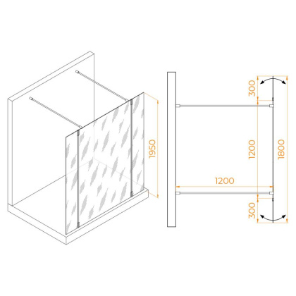 Душевая перегородка RGW WA-052Gb (WA-016Gb+2Z-071Gb), 351005223-16