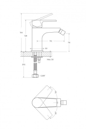 NAUTIC-BS1-SR Смеситель для биде однорычажный, с донным клапаном, исполнение Sunrise