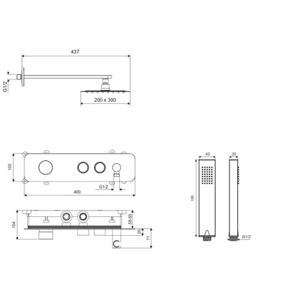 Система для душа скрытого монтажа EXCELLENT Krotos AREX.SET.8035CR (хром) Система для душа скрытого монтажа EXCELLENT Krotos AREX.SET.8035CR (хром)