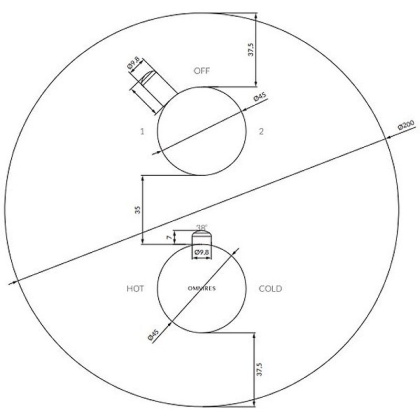 Смеситель термостатический для душа, элемент наружного монтажа OMNIRES Y Y1236ROBL (черный)
