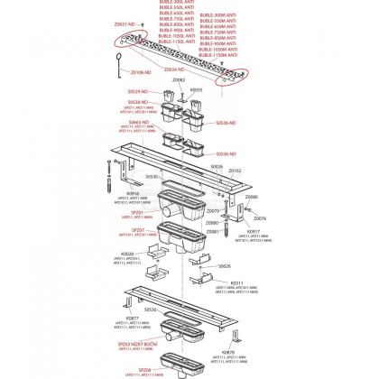 Водоотводящий желоб Antivandal с решеткой, вертикальный сток