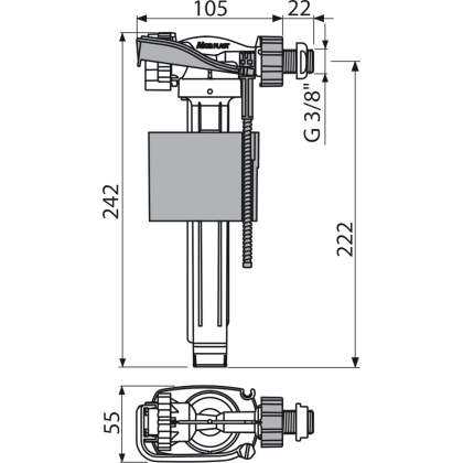 Впускной механизм с боковой подводкой для пластиковых бачков