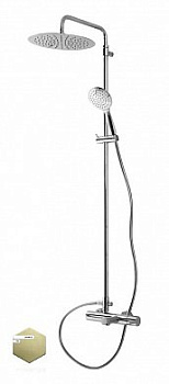 LEAF-CVDA-30-SR Душевая стойка телескопическая, с изливом с верхним и ручным душем, верхний душ диаметр 230 мм АБС пластик, исполнение Sunrise