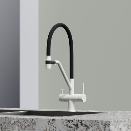 Смеситель для кухни SANCOS Dora с возможностью подключения фильтра для воды, цвет белый гранит, арт. SC4003GR
