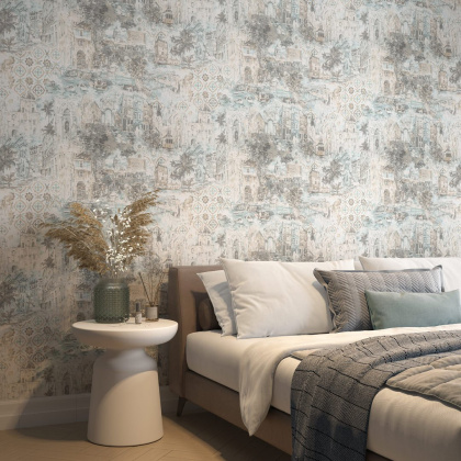 Обои виниловые Впечатление мотив, голубой Обои виниловые Впечатление мотив, голубой