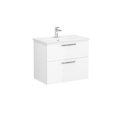 Модуль Root 80 см с квадратной раковиной, 2 ящика, глянцевый белый