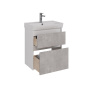 Тумба Lemark COMBI 60см под 1 раковину, подвесная/напольная, 2 ящика, цвет фасада: Бетон, цвет корпуса: Белый глянец