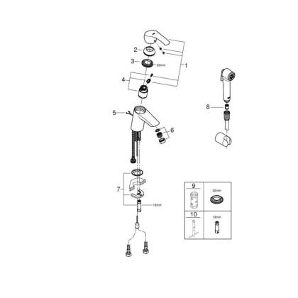 Смеситель для раковины с душем Grohe Eurosmart New 23124002 хром Смеситель для раковины с душем Grohe Eurosmart New 23124002 хром