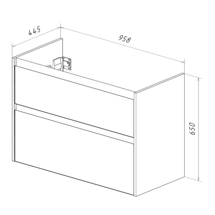 Тумба Lemark COMBI 100см под 1 раковину, подвесная/напольная, 2 ящика, цвет фасада: Дуб кантри, цвет корпуса: Белый глянец
