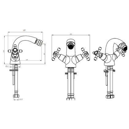 Смеситель для биде ROYAL CRYSTAL black, золото_Комплект Смеситель для биде ROYAL CRYSTAL black, золото_Комплект