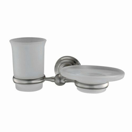 Держатель стакана и мыльницы Ammer, 20х10,2х12,3 см, хром и белый, K-7026