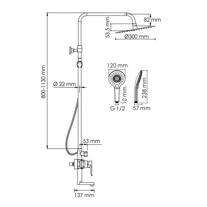 A166.116.101.010.CH Душевой комплект со смесителем