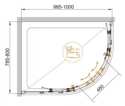 ECO-O-RH-2-120/90-P-Cr Душевой уголок ECO-O-RH-2-120/90-P-Cr Душевой уголок