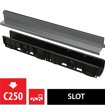 Щелевой дренажный канал с симметричной надставкой 100 мм, нержавеющая сталь 