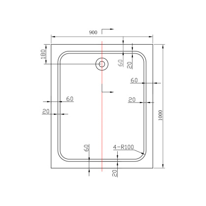 Поддон для душа акриловый VST-2AR-8010, 1000*800*135, сифон Ф90 с гидрозатвором