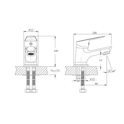 Смеситель для умывальника RUSH Disco (DI6935-11) Смеситель для умывальника RUSH Disco (DI6935-11)