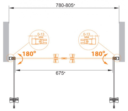 ECO-O-B-2-80-P-Cr Душевая дверь