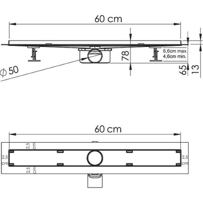 Душевой лоток SAY ALMIRA JASMIN 605.60.P.BUK, 60 см, хром