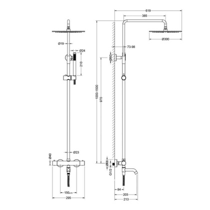 Душевая стойка Timo Saona SX-2380/00, с термостатом, хром