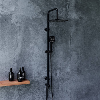 D0712020 Norma душевая система с квадратными лейками, черная D0712020 Norma душевая система с квадратными лейками, черная